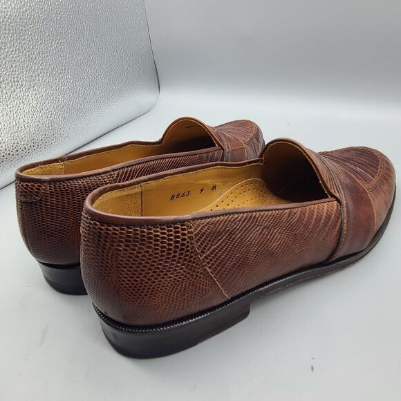 Magnanni  Raul men shoe genuine lizard skin penny loafer Spain cognac Sz 9 main image 12